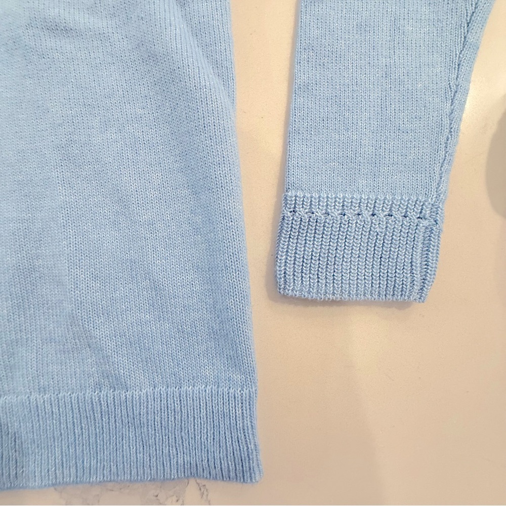 Talbots Breton Button Wide Collar Chunky Pullover Breezy Blue Cotton Women’s XS - Picture 9 of 13